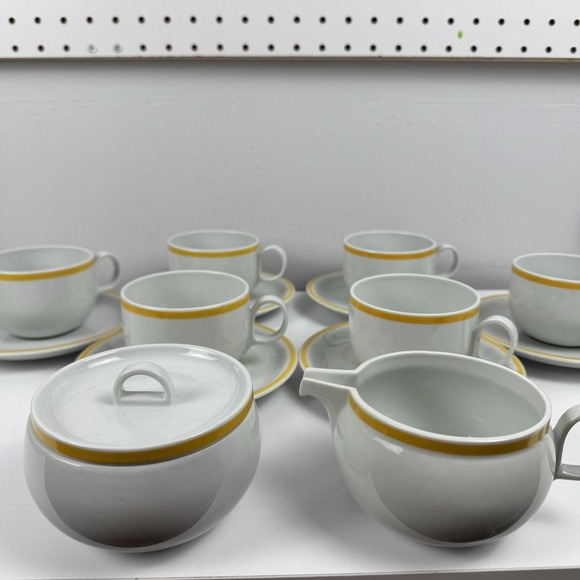 Vista Alegre Other - Vtg Vista Alegre Block‎ VA Disco Tea Set Portugal 6 Cups Saucers Cream Sugar MCM
